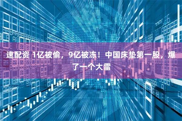 速配资 1亿被偷，9亿被冻！中国床垫第一股，爆了一个大雷